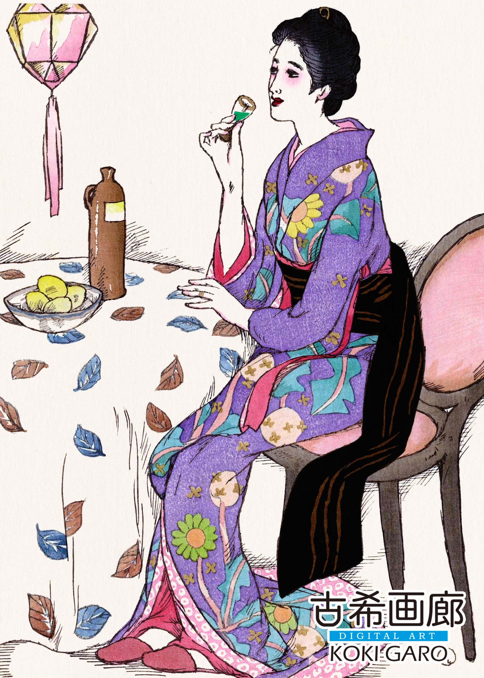 『青い酒:長崎六景』竹久夢二 - 画像 (2)